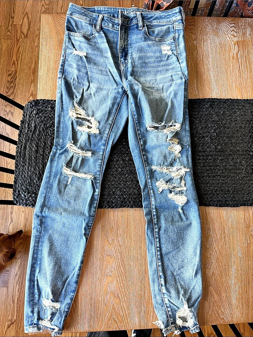 American Eagle Hi-Rise Jegging Distressed Blue High Rise Jeggings Waist 10